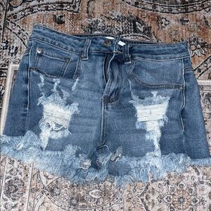 Frayed Hem Denim Shorts